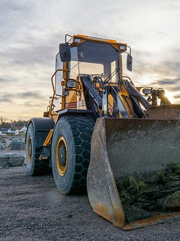 Bulldozer working in a harsh outdoor construction environment